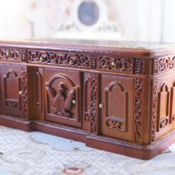 Baroque-style miniature wooden office desk with carvings