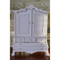 White Victorian-style wardrobe for dollhouses
