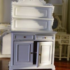 French-style white hutch cabinet for dollhouse kitchens