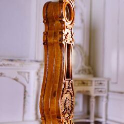 Louis XV-style miniature walnut grandfather clock with ornate carvings