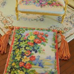 Cascade of colorful flowers in bold and vibrant tones, a miniature Aubusson tapestry.