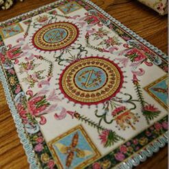 Miniature Royal Savonnerie Aubusson Rug, Luxurious Design 9 Miniature Royal Savonnerie Aubusson rug with luxurious intricate patterns.