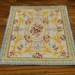 Miniature pastel Aubusson rug with floral motifs in soft colors