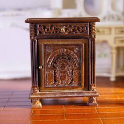 French miniature side table with ornate carvings and aged finish