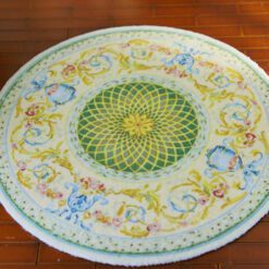 French Aubusson miniature rug, floral rug, simple design rug, vintage-style rug, soft tone rug