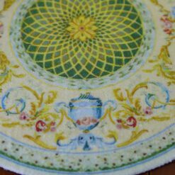 French Aubusson miniature rug, floral rug, simple design rug, vintage-style rug, soft tone rug