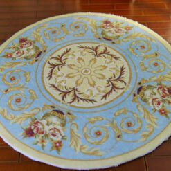 Classic Aubusson Floral Miniature Rug 9 Classic Aubusson miniature rug with floral motifs and ornate borders in muted tones