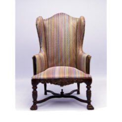 Victorian-style striped miniature wingback chair