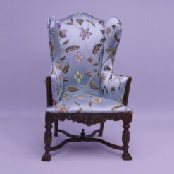 Louis XV-style blue floral miniature wingback chair
