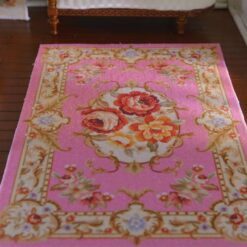 Louis XV Aubusson Miniature Rug – Pink Floral Pattern 11 Louis XV Aubusson miniature rug with pink floral design