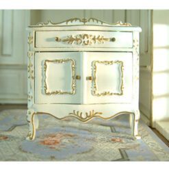 French provincial dollhouse cabinet in white with golden details