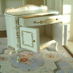 French provincial dollhouse cabinet in white with golden details