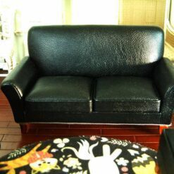 Black leatherette sofa set for dollhouse living room