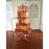 Miniature revolving wooden bookcase with mahogany finish