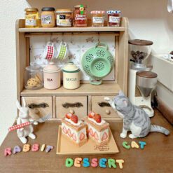 Miniature kitchen cabinet with tiled backing for dollhouses