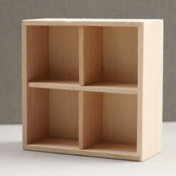 Set of four miniature wooden cabinets in various finishes for dollhouse storage