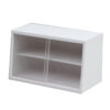 Modern wooden dollhouse cabinet with clear sliding doors