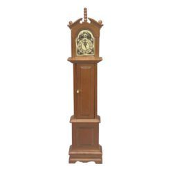 Empire-style miniature grandfather clock for dollhouse in red and brown finishes