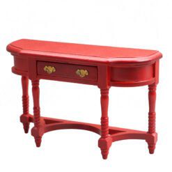 Farmhouse miniature half-moon table in natural finish for dollhouse