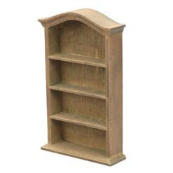 Miniature dollhouse wooden curved-top bookcase with four shelves