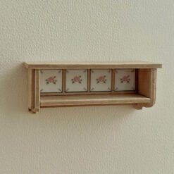Miniature flower tile shelf for dollhouses with decorative tiles