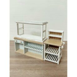 Dollhouse side table kit with slatted shelves and multiple levels.