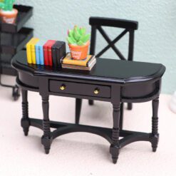 Farmhouse Miniature Half-Moon Table for Dollhouse 10 Farmhouse miniature half-moon table in natural finish for dollhouse