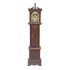 Empire-style miniature grandfather clock for dollhouse in red and brown finishes