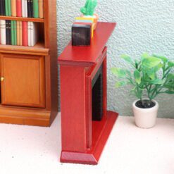 Miniature mahogany Louis XV fireplace for dollhouse with intricate detailing