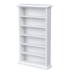 White Scandinavian dollhouse bookcase with six shelves