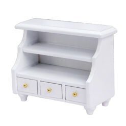miniature white wooden shelf, 1:12 scale dollhouse furniture, Scandinavian-style dollhouse shelf, dollhouse kitchen storage, dollhouse nursery decor