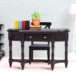 Farmhouse Miniature Half-Moon Table for Dollhouse 9 Farmhouse miniature half-moon table in natural finish for dollhouse