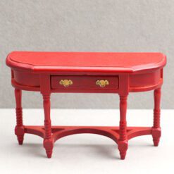 Farmhouse miniature half-moon table in natural finish for dollhouse