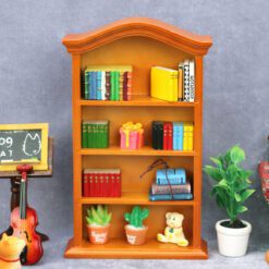 Miniature Wooden Curved-Top Bookcase