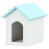Miniature dog house model with Blue roof and white walls