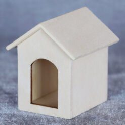 Miniature dog house model with white roof and white walls