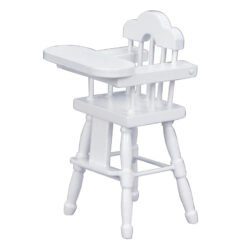 Miniature nursery furniture set including crib, cradle, high chair, and more.