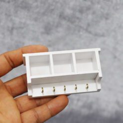 Miniature wooden wall hook rack for dollhouse