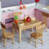 Miniature Dining Table and Chairs Set 1 Miniature dining table with 4 chairs, perfect for dollhouse living spaces.