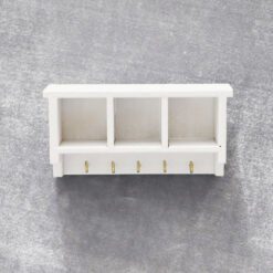 Miniature wooden wall hook rack for dollhouse
