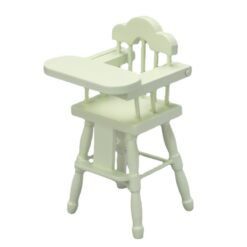 Miniature nursery furniture set including crib, cradle, high chair, and more.