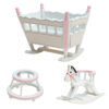 Miniature cradle, rocking horse, and walker set for dollhouses