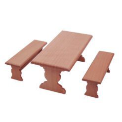 Miniature wooden wall hook rack for dollhouse 11 Miniature wooden dining table with two benches
