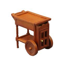 Miniature wooden rolling cart for dollhouse