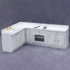 Miniature White Corner Kitchen Set 1 Miniature white corner kitchen set for dollhouse