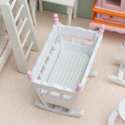 Miniature cradle, rocking horse, and walker set for dollhouses